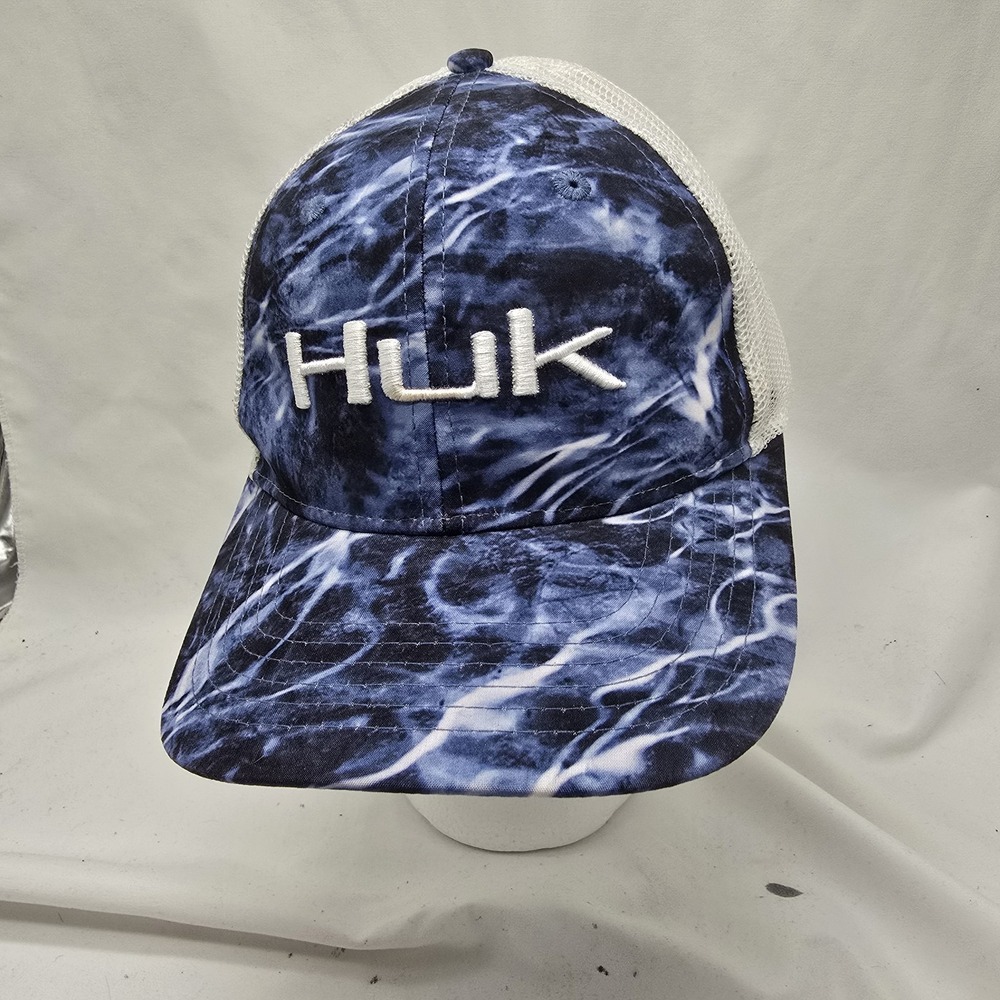 Huk Performance Mesh Trucker Hat Blue Men's Fishing‎ Cap Adjustable Huk Logo